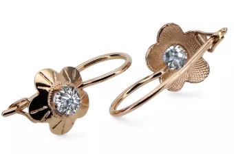 Vintage náušnice kubic zirkonia původní vinobraní 14k produkt s růžovým zlatem VEC028R